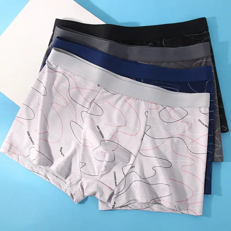 4pcs/lot Man Boxers Printed Underpants U Convex Panties Male Fashion Comfortable Shorts Mens Solid Breathable Underwear 100kg — image 6