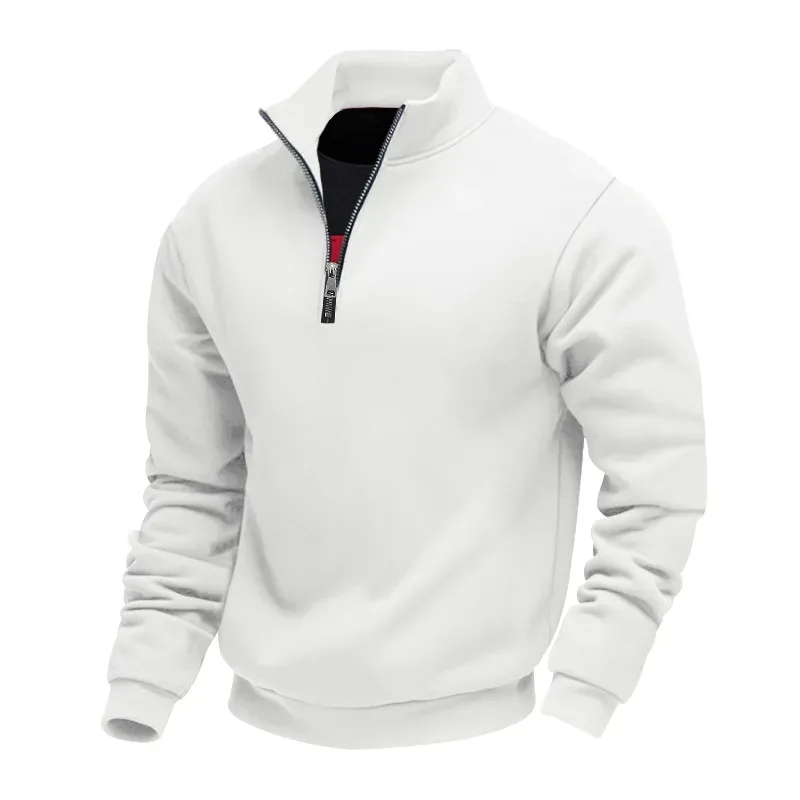 2026 New Fleece Lined Half Zip Sweatshirt for Men, Autumn Winter Solid Color Plus Size Casual Pullover Hoodie Daily Leisure Wear
