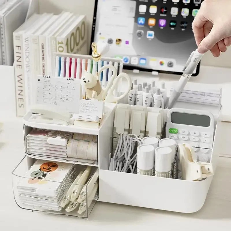 Cosmetics Organizer with 2 Transparent Drawers Large Capacity Clear View Space Saving Smooth Gliding for Makeup Brushes