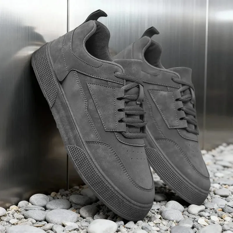 Men's Suede Casual Sneakers - Stylish Low-Top Lace-Up Shoes for Daily Wear & Street Fashion