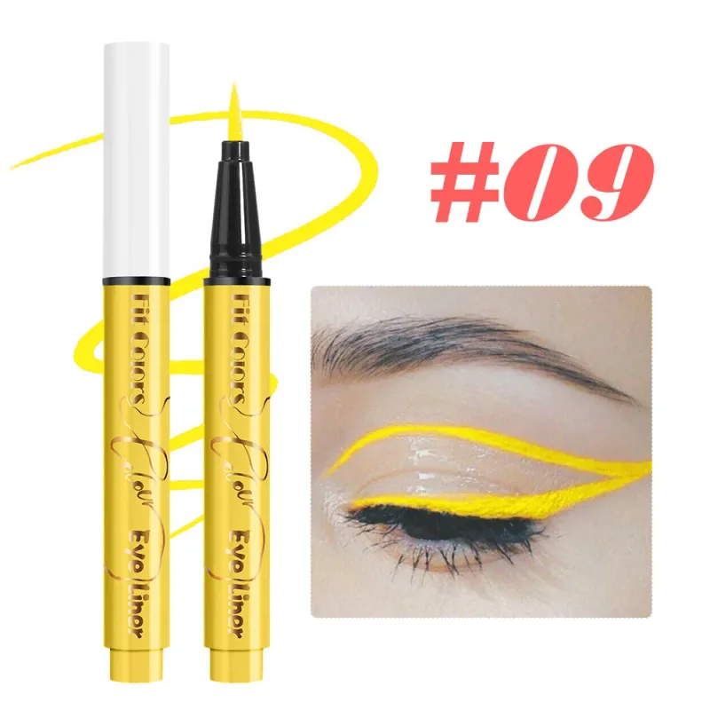 12-color UV Fluorescent Eyeliner Pen Neon UV Reactive Liquid Eyeliner Waterproof Long Lasting Matte Colorful Eye Liner Makeup