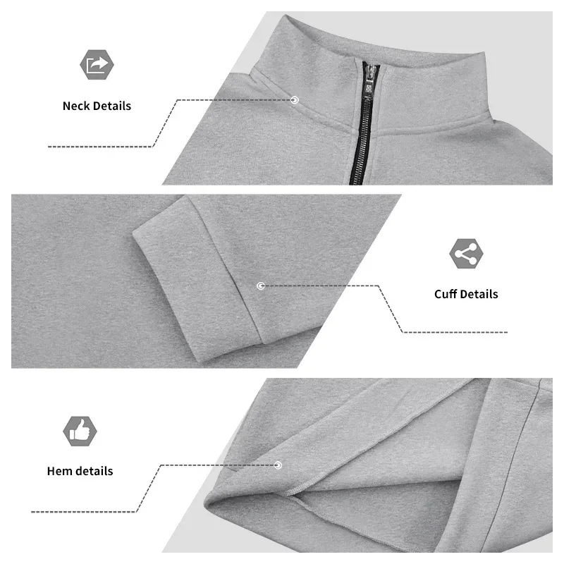 2026 New Fleece Lined Half Zip Sweatshirt for Men, Autumn Winter Solid Color Plus Size Casual Pullover Hoodie Daily Leisure Wear