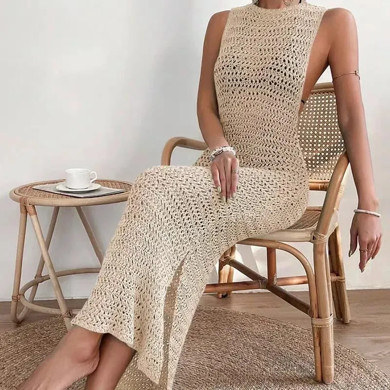 Vestidos para mulheres novo verão preto sem mangas vestido feminino fino sexy o pescoço oco para fora vestido feminino vestidos de verano mujer q250