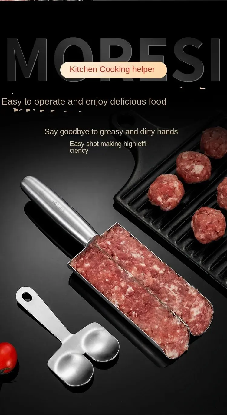 Easy-Release Non-Stick Meatball Maker Set - Manual Meatball Spoon for Effortless Fish Balls-Ideal Kitchen Tool for Home Cooking