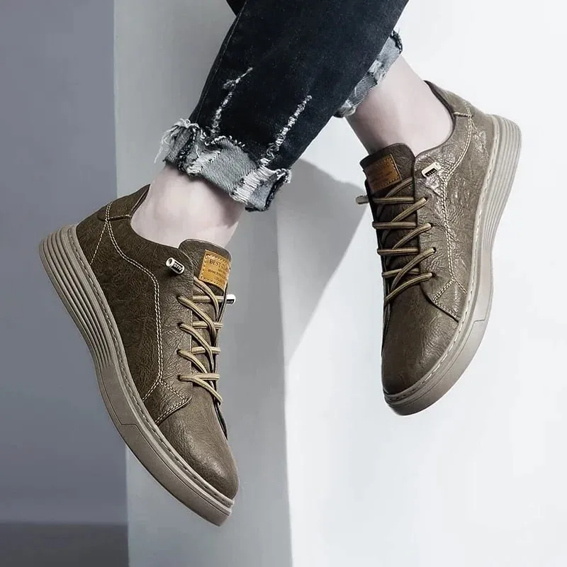 Brand Italian Genuine Leather Casual Shoes Men's Oxford Outdoor Black Jogging Shoes Men's Office Dress Shoes Big Size：36-47