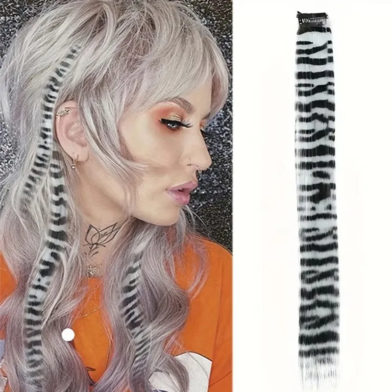 Rainbow Colored Feather Clip In Hair Extensions 18inch Synthetic Hair Piece Y2K Fashion For Women Girls Cosplay Party Halloween