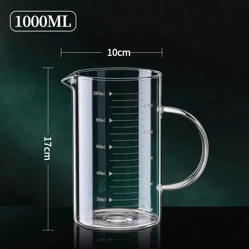 1/2pcs Glass Measuring Cup With Handle Heat-resistant Laboratory Beaker Kitchen Milk Coffe Measuring Mug 250/350/500/1000ml