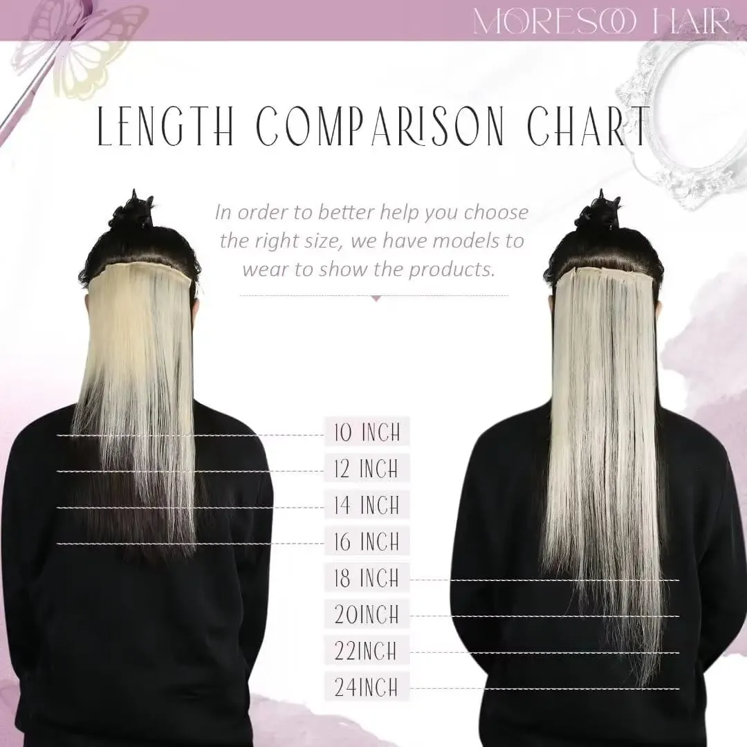 Moresoo Tape in Human Hair Extensions Silky Straight Natural Brazilian Hair 100% Real Double Sided Tape in Hair Extensions