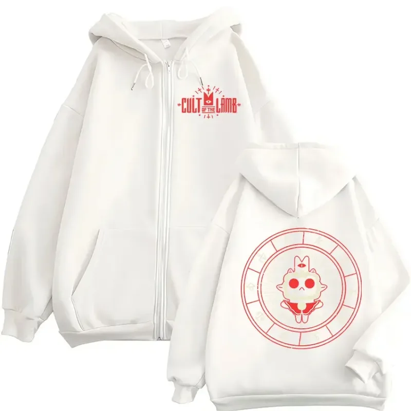 New Game Cult of The Lamb Zipper Hoodie Men Women Vintage Long Sleeve Fashion Jacket Sweatshirt Fleece Coats Oversized Hoodies
