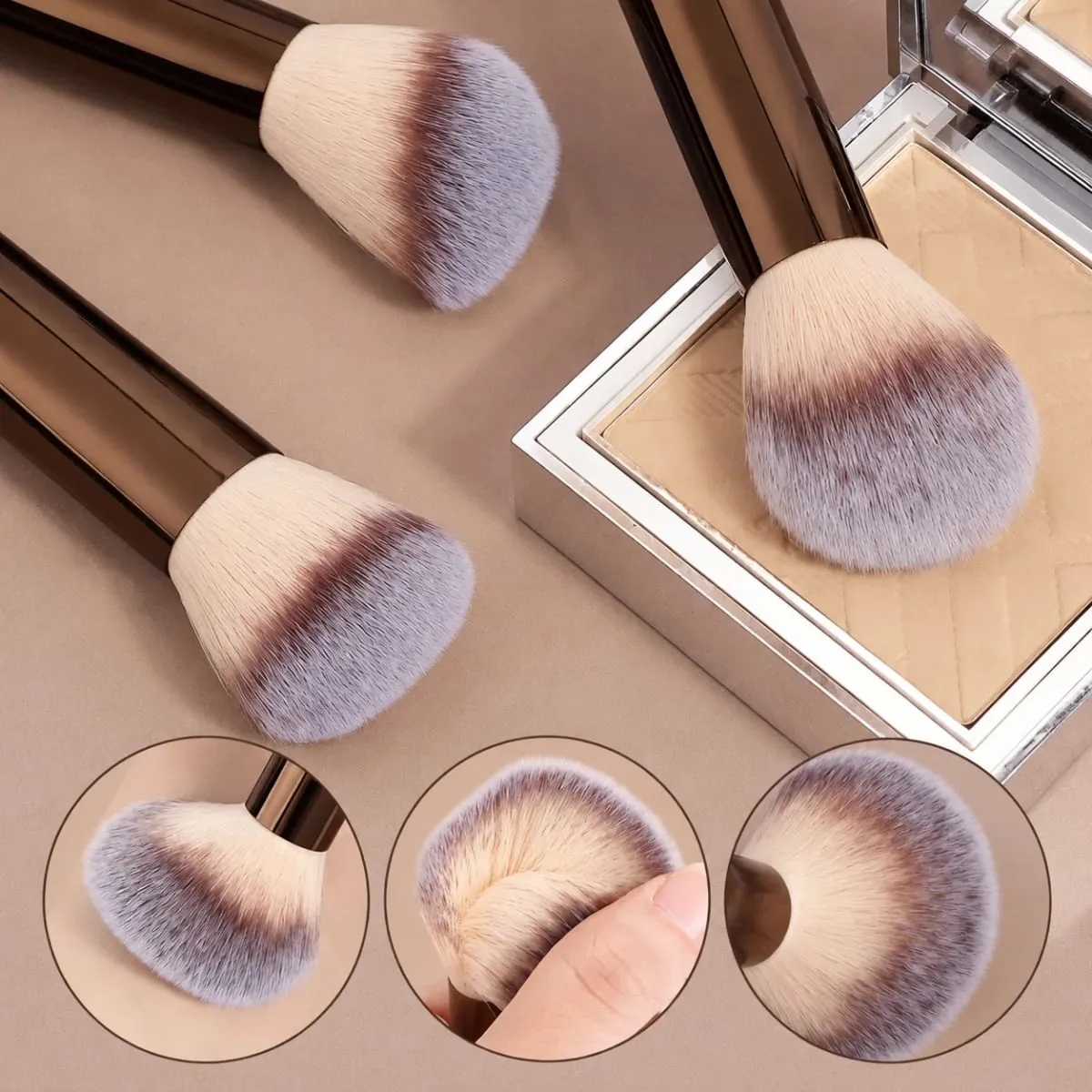 17Pcs Makeup Brush Set With Bag & 2Pcs Puff Foundation Powder Blush Eyeshadow Eyebrow Lip Brushes Travel Beauty Tools Gift