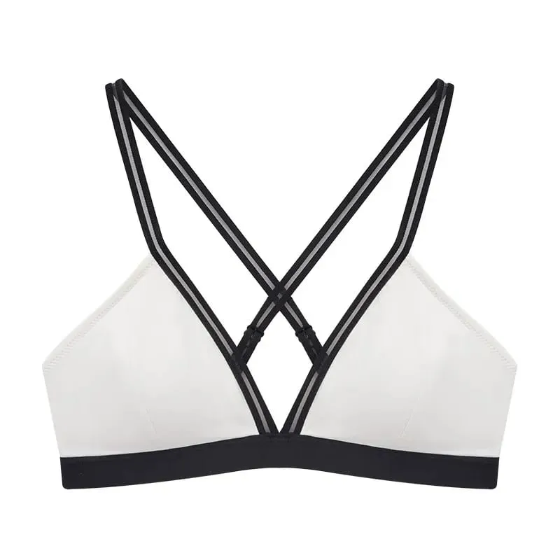 Deep V Triangle Bra for Women Small Bust Slight Gather Thin Strap Beauty Back French Style Seamless Light Soft Lingerie 32-38AB — image 11