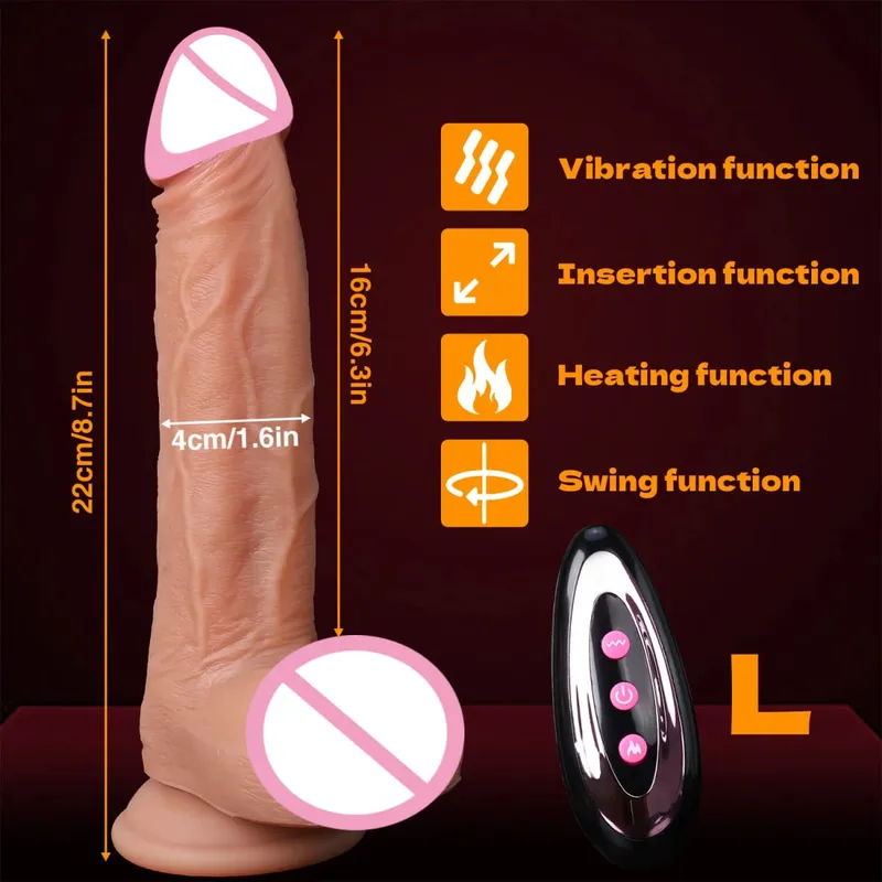 Realistic Dildo Telescopic Penis Vibrator Sex Toys Heating For Women Masturbation Sexy Adult Penetration Anal Thrusting Dildos