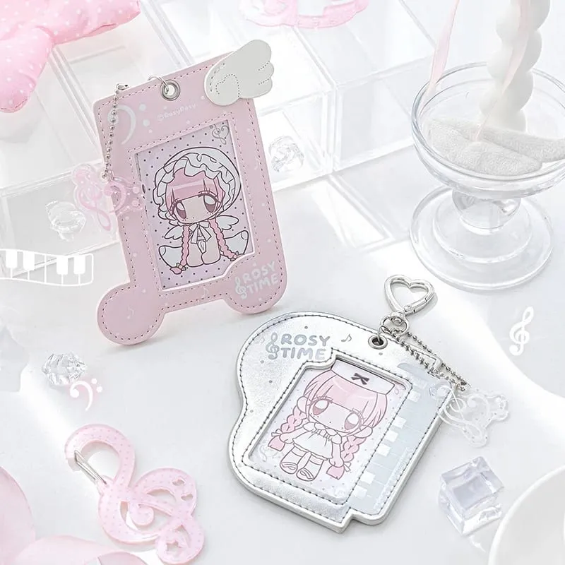Fofo porta-chaves para cartão fotográfico - porta-cartões de PVC transparente com chaveiro para mochila capa protetora para presente de foto de ídolo para colecionadores de fãs