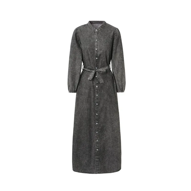 AP SS26 Women Lightweight Denim Dress Cotton Black and Blue Maxi Dress