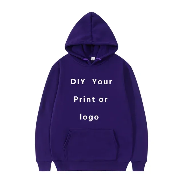 Hoodie DIY Teks Cetak Kustom Kasual Pria Wanita 2024 Logo Kustom Hoody Pribadi Hoodie Kustom Kaus Logo Teks