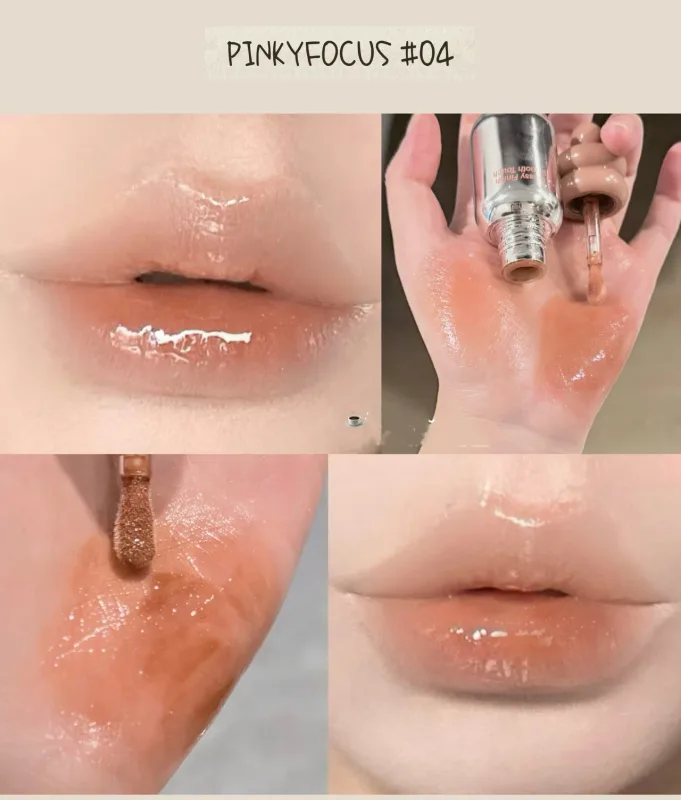Pinkyfocus Clear Gloss Lip Oil Ενυδατικό γυάλινο φινίρισμα Μη κολλώδες γυμνό σκιά Ιδανικό για στρώσεις για να φωτίζουν τα χείλη