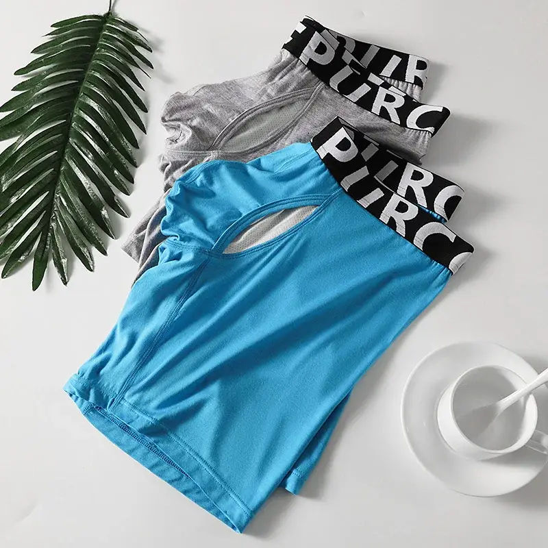 Men's Long Leg Cotton Boxer Briefs with Scrotum Pouch Anti-Chafing U Convex Separation Sports Underwear for Comfort