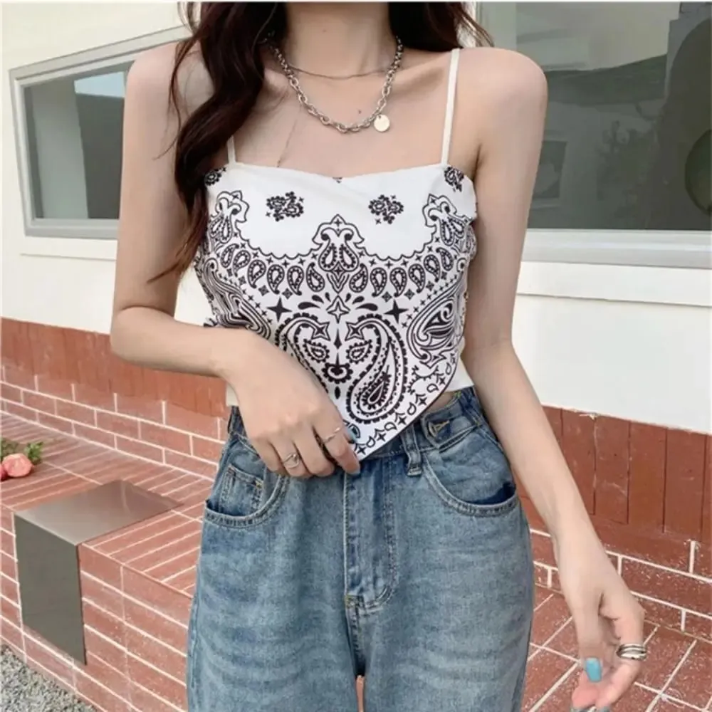 New Retro Camisole 39cm Cotton Triangle Scarf Cashew Flower Wear Tube Top — image 8