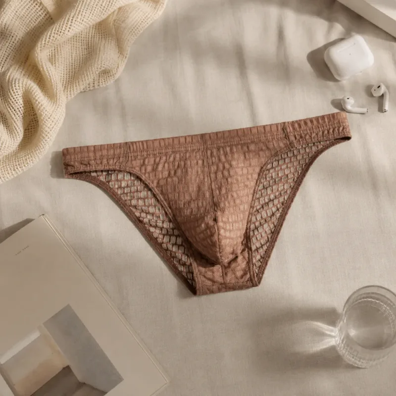 Breathable Low Waist Men's Briefs Transparent Ultra-thin Ice Silk Underwear Lingerie Mesh Panties Male Comfort Fit