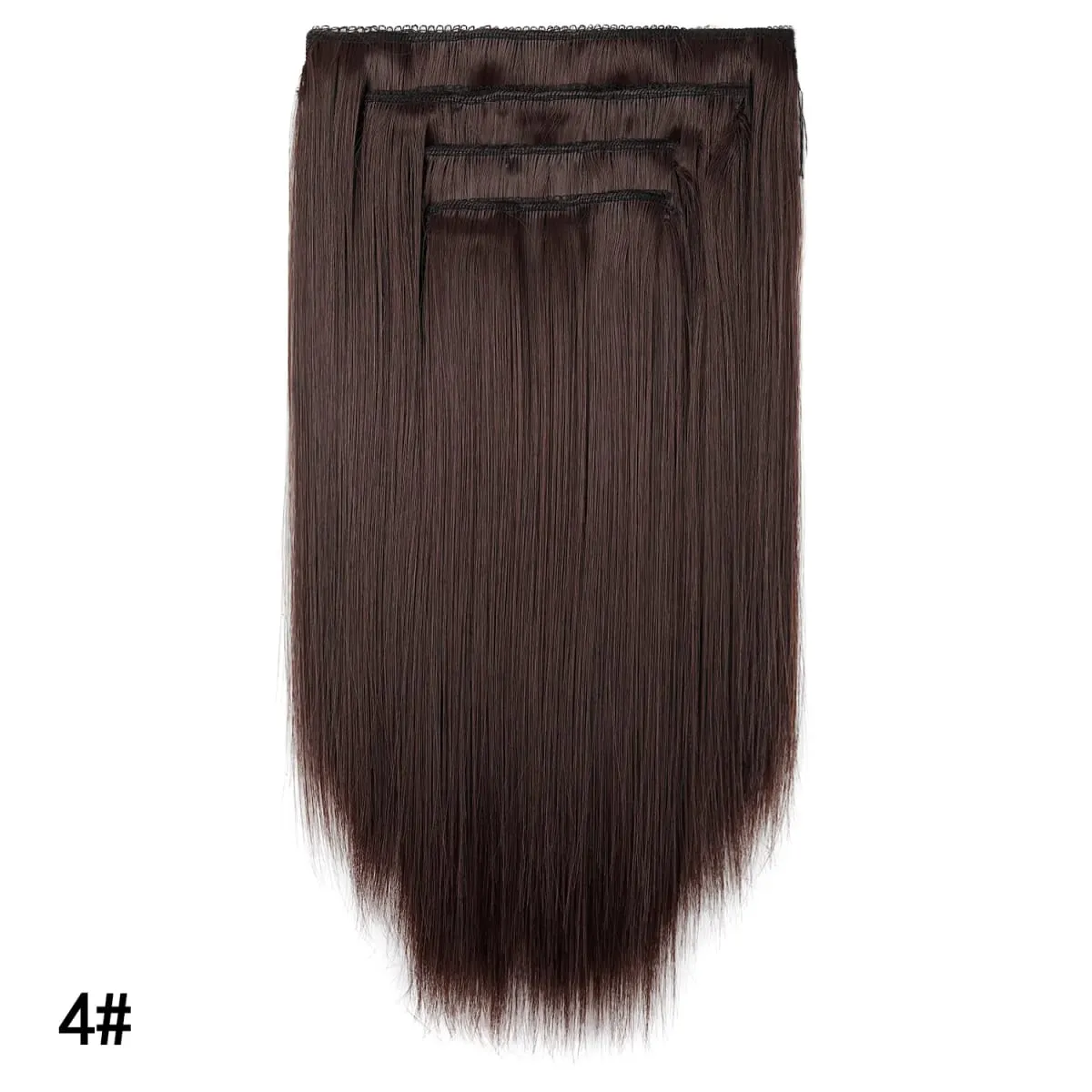 4PCS 14inch Short Clip in Hair Extensions Straight Clip Hair Extensions Invisible Lace Weft Soft Synthetic Hairpieces for Women