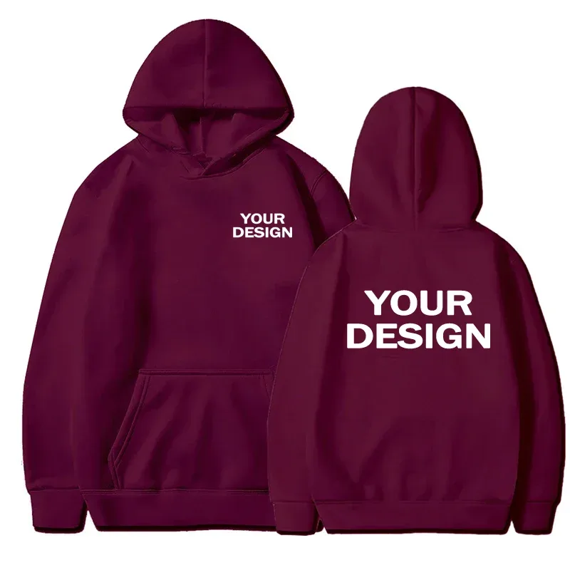 Customized printed men's and women's hoodies, loose casual solid color hoodies, personalized street long sleeved sweatshirts