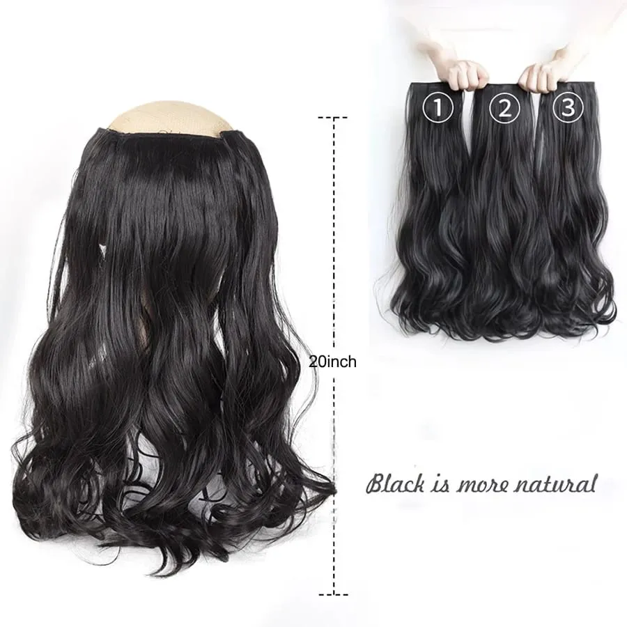 3Pcs Synthetic Wavy Hair Clip Pieces Fluffy Lazy Style Hair Extensions Fashion Hair Accessories For Women