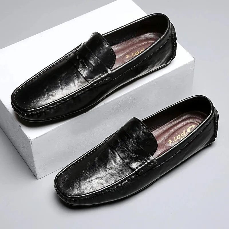 New Classic Casual Leather Men Shoes High Quality Summer Soft Bottom Loafers Outdoor Slip on Driving Shoes Flat Designer Shoes