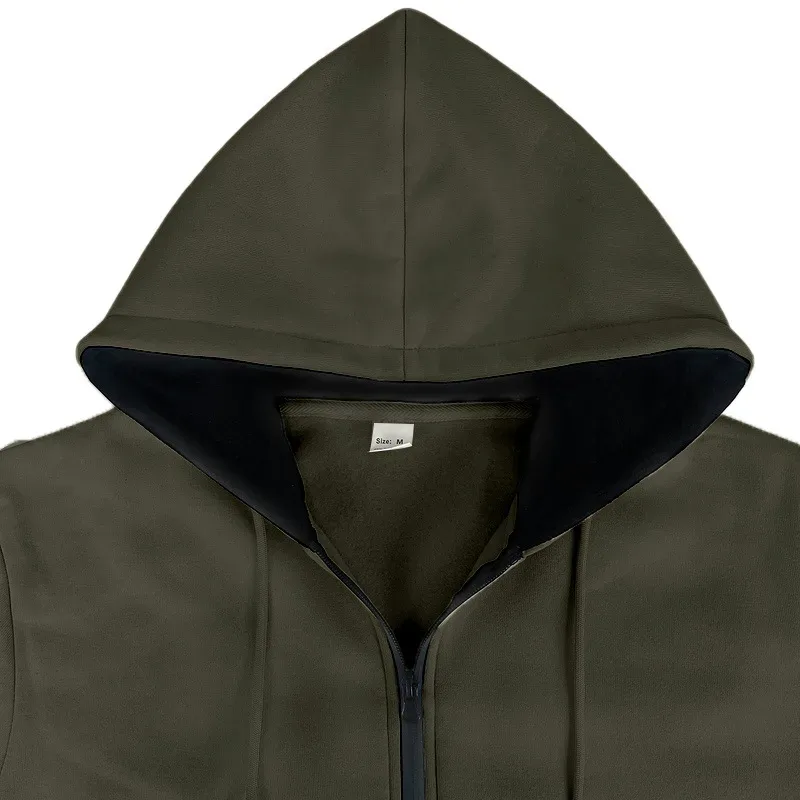 New 2026 Men's Autumn Casual Solid Long Sleeve Zipper Hooded Sweatshirt Coat Male Fashion Outdoors Sportswear Hoodies Jackets