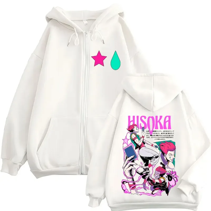Anime Hunter X Hunter Phantom Troupe Hisoka Zipper Hoodies Men Women Clothing Oversized Casual Zip Up Hooded Sweatshirts Jackets