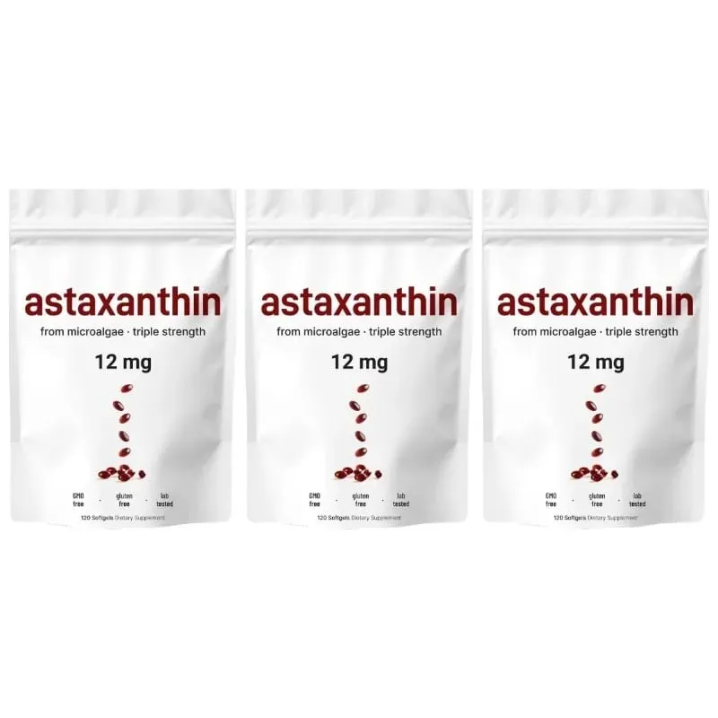 Astaxanthin 12mg Softgels with Oil From Plant-Based Microalgae with Oil Dietary Supplement 120 Pieces