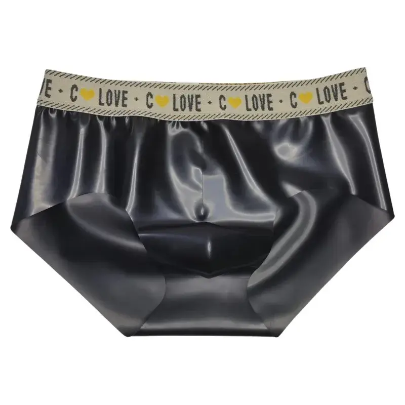 Men Sexy Latex Briefs Seamless Invisible Panties Nightwear Sexy Translucent Rubber Underwear Scrotum Bulge Low Waist Porno Pants