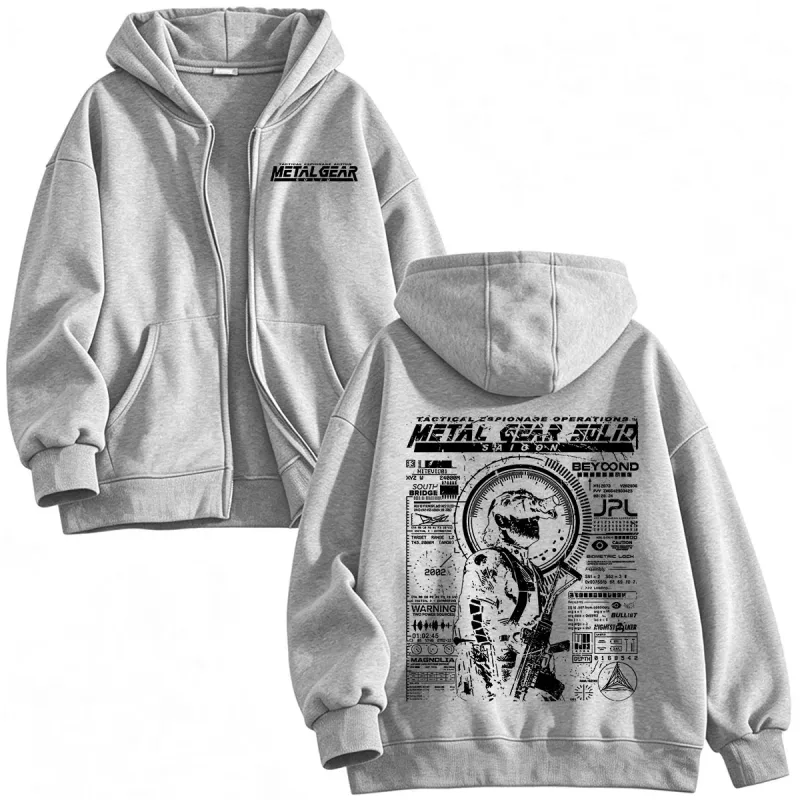 MSG1 Metal Gear Solid Snake Zipper Hoodies Men's Women Clothing Fashion Fleece Pullovers Zip Up Hooded Sweatshirts Jackets