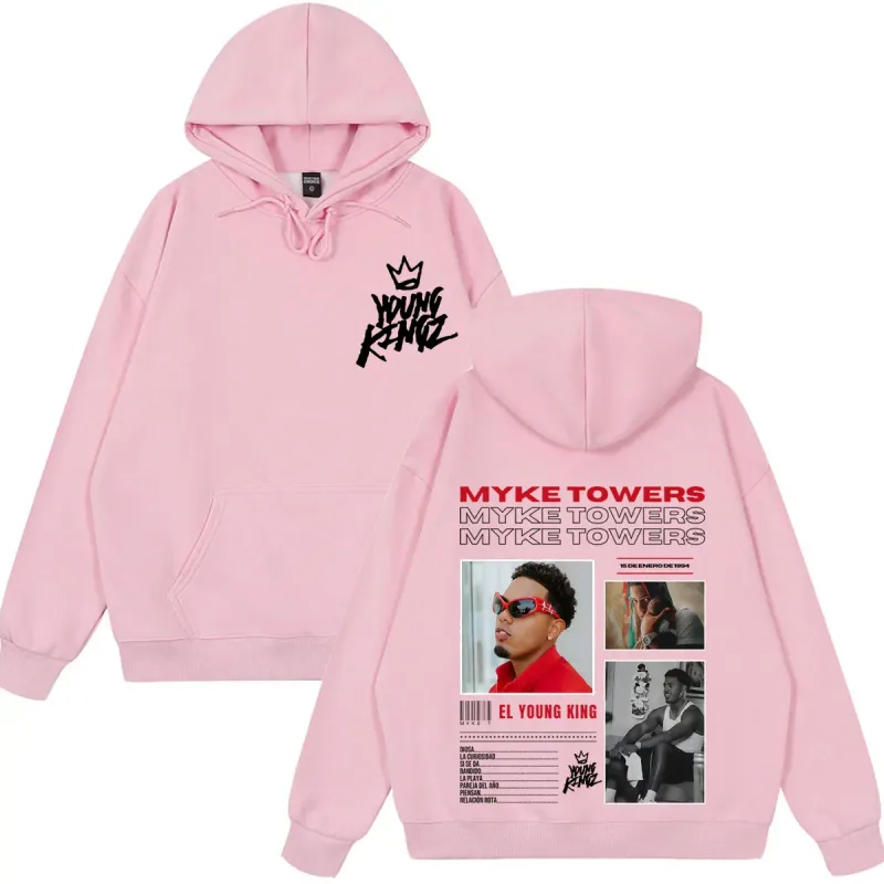 Myke Towers Young Kingz 2026 Album Tour Print Pullover Men Women Fashion Sweatshirts Winter Casual Long Sleeves Hip Hop Hoodie