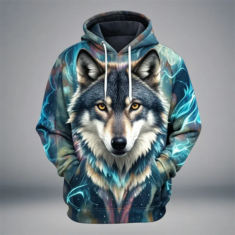 3D Lion Graphic Printed Men's Hoodie Fashion Street Hooded Sweatshirt Summer Autumn Oversized Tracksuit Pullover Casual Hoodies