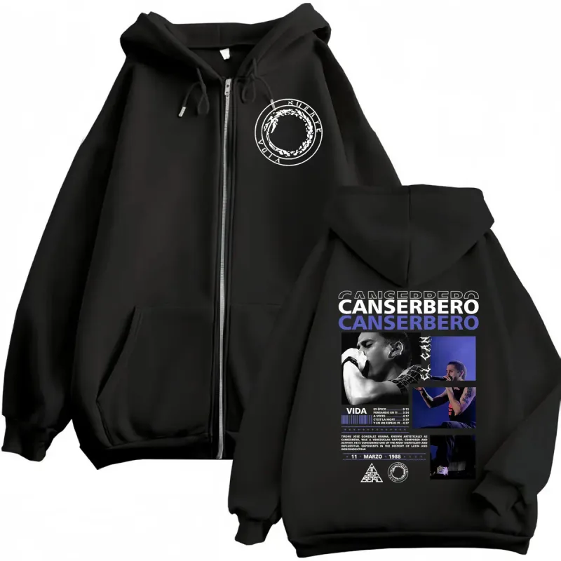 Canserbero Alles wat we nodig hebben is liefde Muerte Vida Merch Rits Hoodie Herenmode Hip Hop Zip Up Sweatshirts Casual Fleece Truien