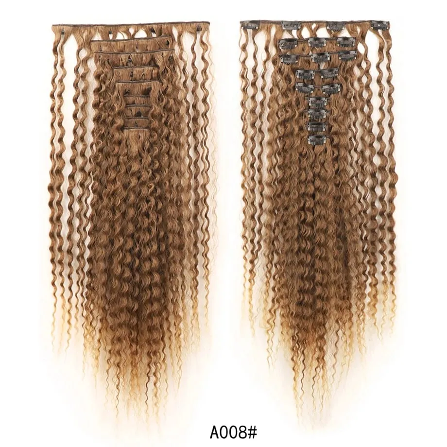 9pcs Clip in Hair Extensions 22 Inch Curly Wavy Hair Extension Loose Long Soft Synthetic Hairpieces for Women Daily Hairstyle