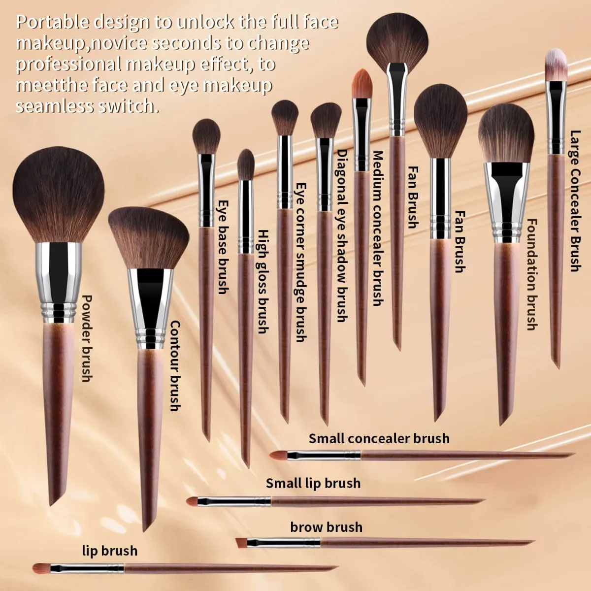 15 Piece Wood Handle Makeup Brushes With Gift Box Soft Synthetic Hair Foundation Blush Eyeshadow Contour Cosmetic Tool Set