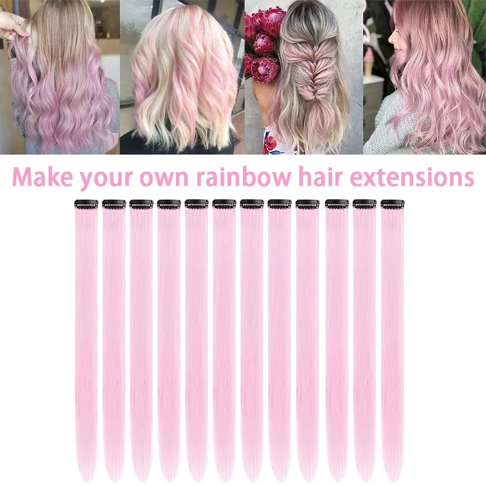 12Pcs 22 Inch Party Highlights Clip In Hair Extensions Straight for Women Multiple Colors Available Suitable for All Occasions