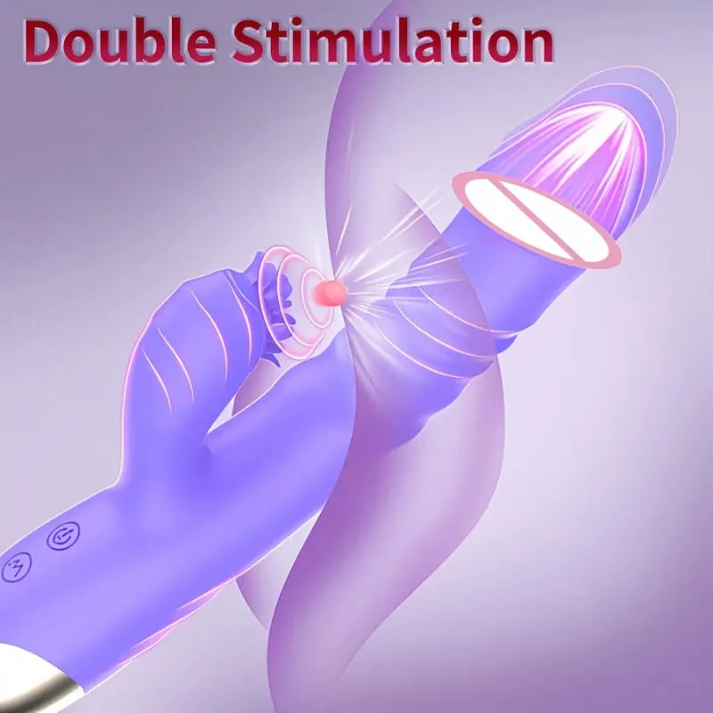 Tongue Licking Vibrator For Women G-Spot Clitoral Stimulation Adult Sex Toy 10 Stretch Modes 10 Vibration Modes Thrusting Dildo