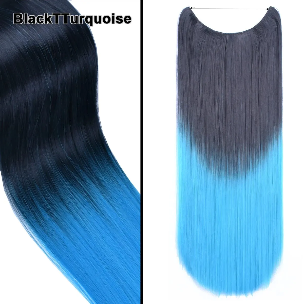 Jeedou Wavy Hair Extension Elasticity Invisible Wire Fish Line One Piece No Clips Synthetic Hairpieces Ombre Color For Ladies