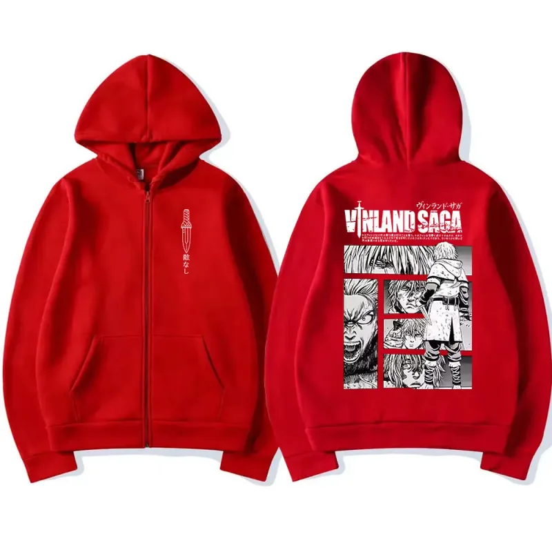 Anime Vinland Saga Zipper Hoodies Manga Thorfinn Karlsefni Men's Women Clothing Zip Up Sweatshirts Harajuku Oversized Pullovers