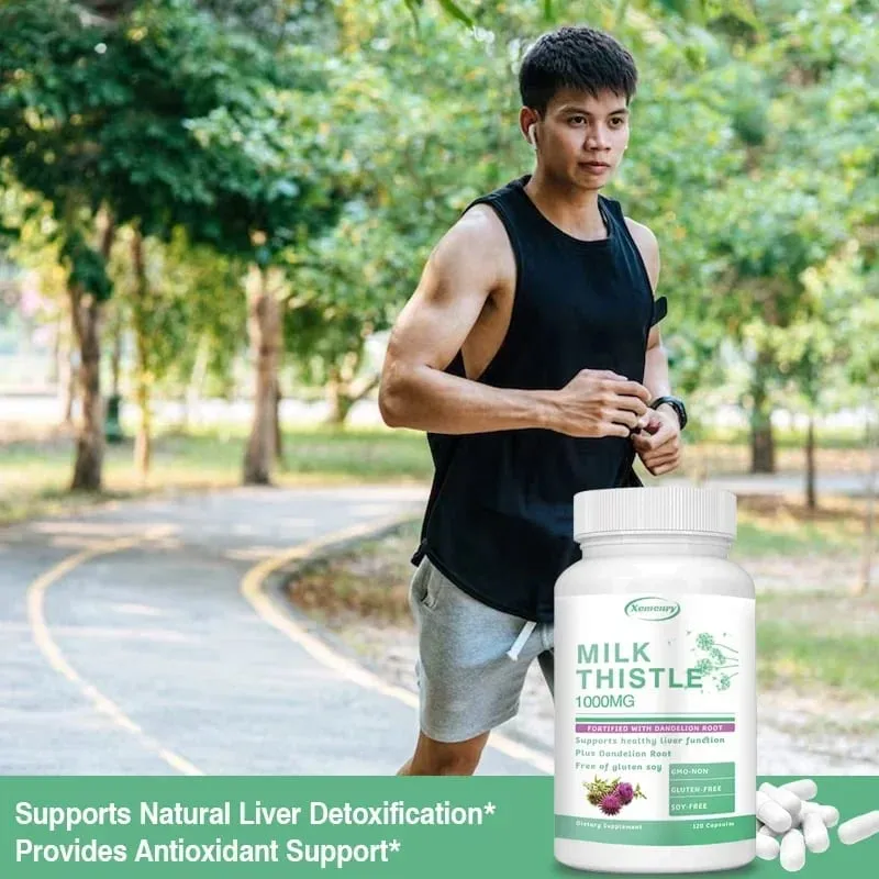Liver Detox Cleanse - with Milk Thistle - Improves Liver Function Supports Fat Metabolism Antioxidant - 120 Capsules