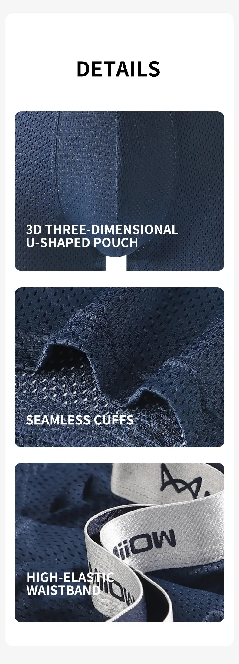 MiiOW 3Pcs Ice Silk Men's Underwear Boxers Breathable Mesh Mens Underpants 7A Antibacterial Cotton Crotch Man Panties Boxers