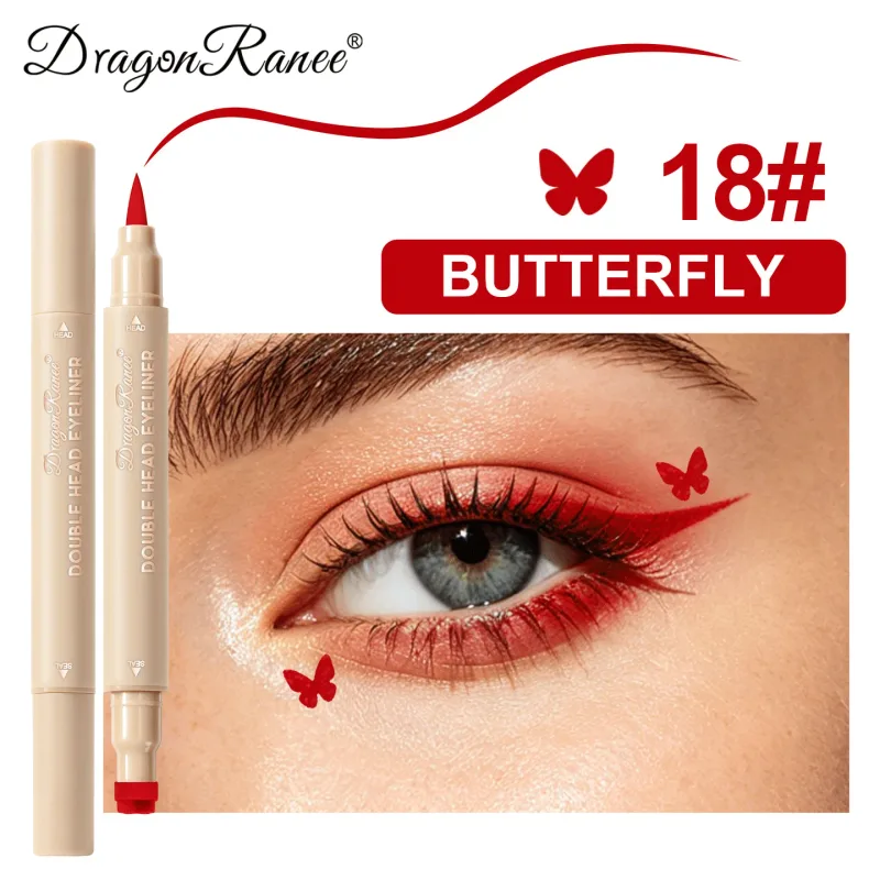 2-in-1 Dual-Ended Stamp Eyeliner Pen 20 Colors Waterproof Liquid Eyeliner with Stamp Tip Quick Dry Eye Makeup for Beginners