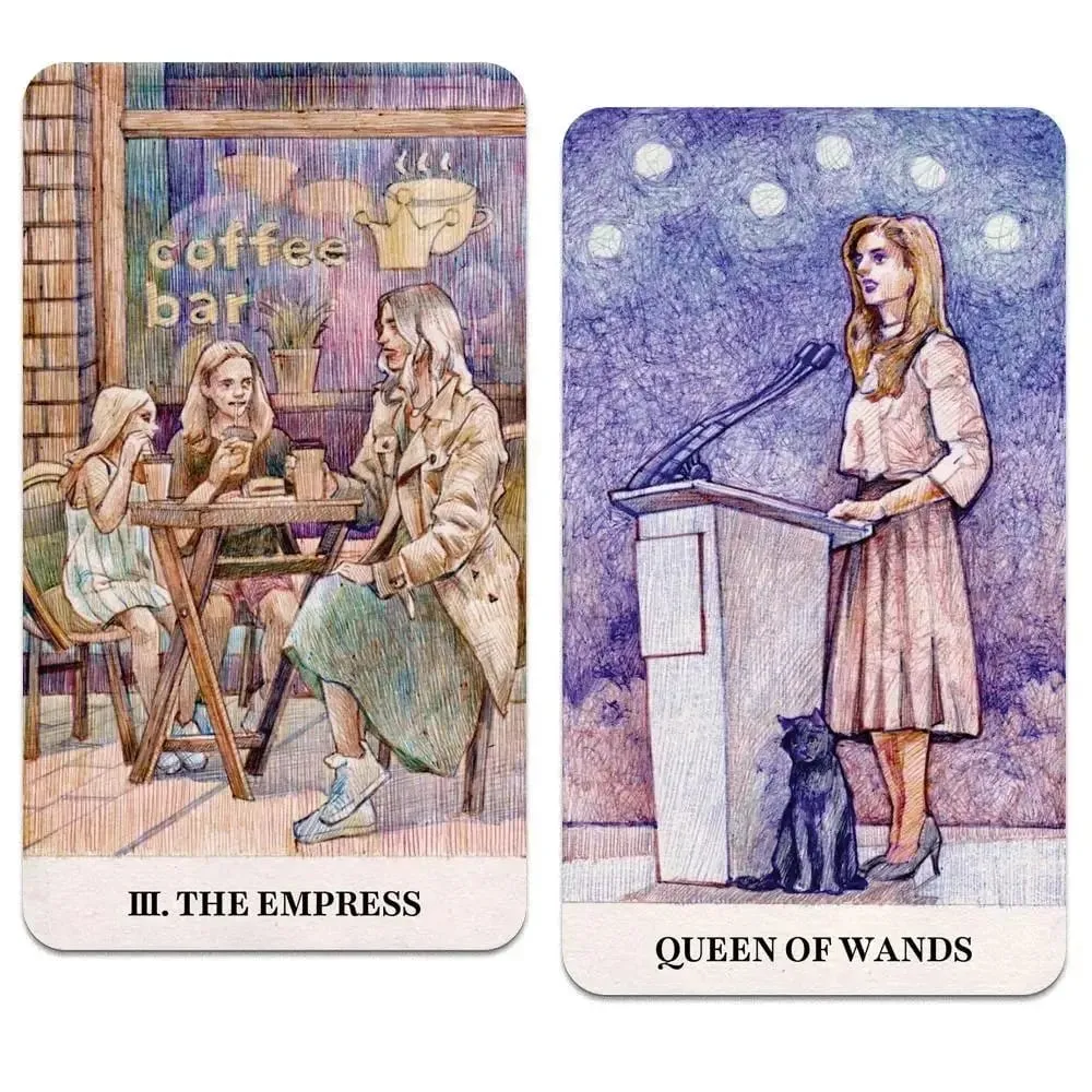 12*7cm City Labyrinth Tarot 78 Cards Tarot Deck | Indy Tarot Pen-drawn about Life In New York In The Early 2000s