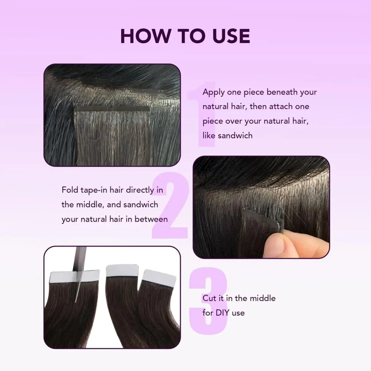 Dark Brown #2 Tape in Hair Extensions Human Hair 14-22inch Skin Weft Silky Straight
