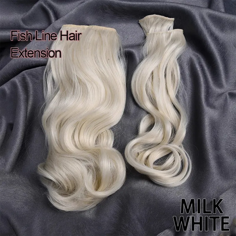 Silike 180g Fish Line Synthetic Wavy Clips in One Piece Hair Extensions 24 inch 17 Colors Heat Resistant Hair Extension