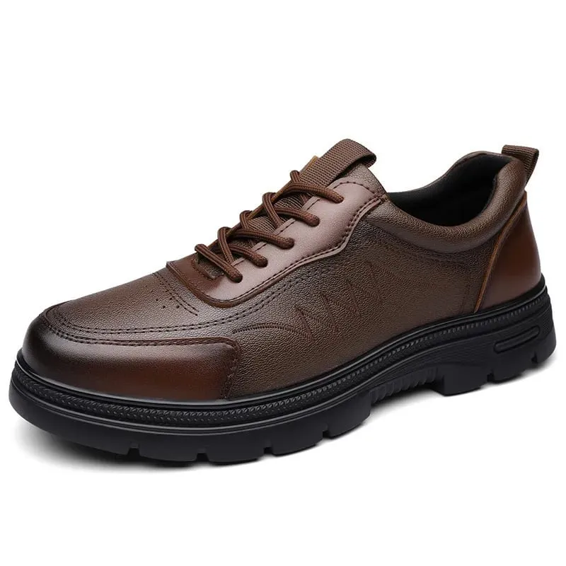 Spring Autumn New Business Leather Shoes for Men Lace Designer Fashion Casual Platform Shoes Male Solid Color Elegant Shoe Man