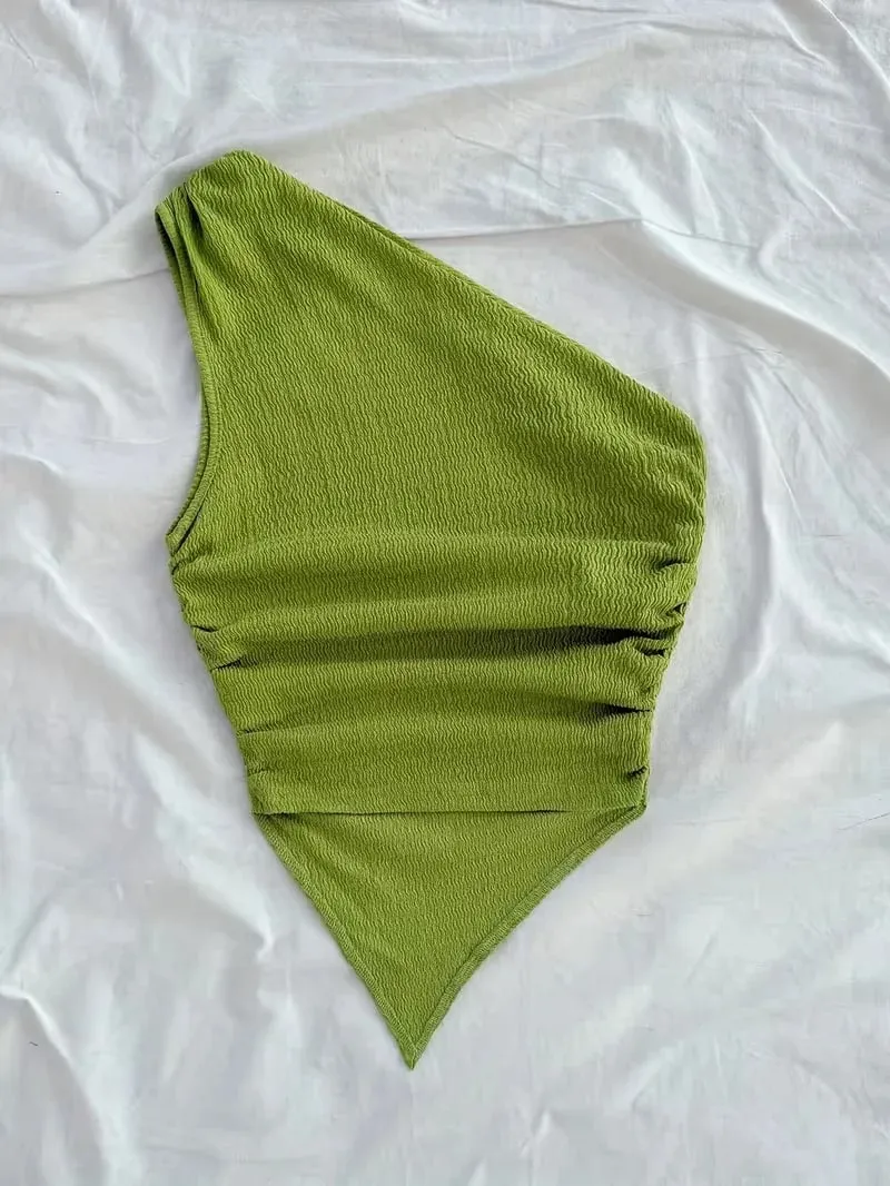 Women's Summer Holiday Asymmetrical Neckline Tank Top Cropped Top