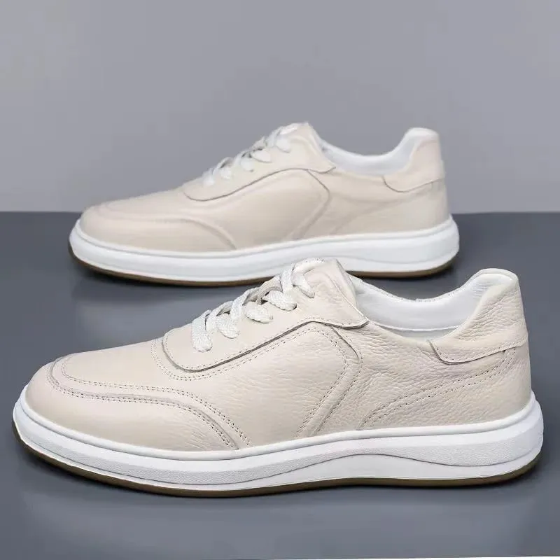 2026 New Men's Leather Shoes Casual Spring Autumn Fashionable Genuine Cowhide Slip-On Breathable Comfortable Anti-Slip Shoes